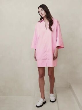 Banana Republic Cruz Poplin Mini Dress. Pink. XXS petite
